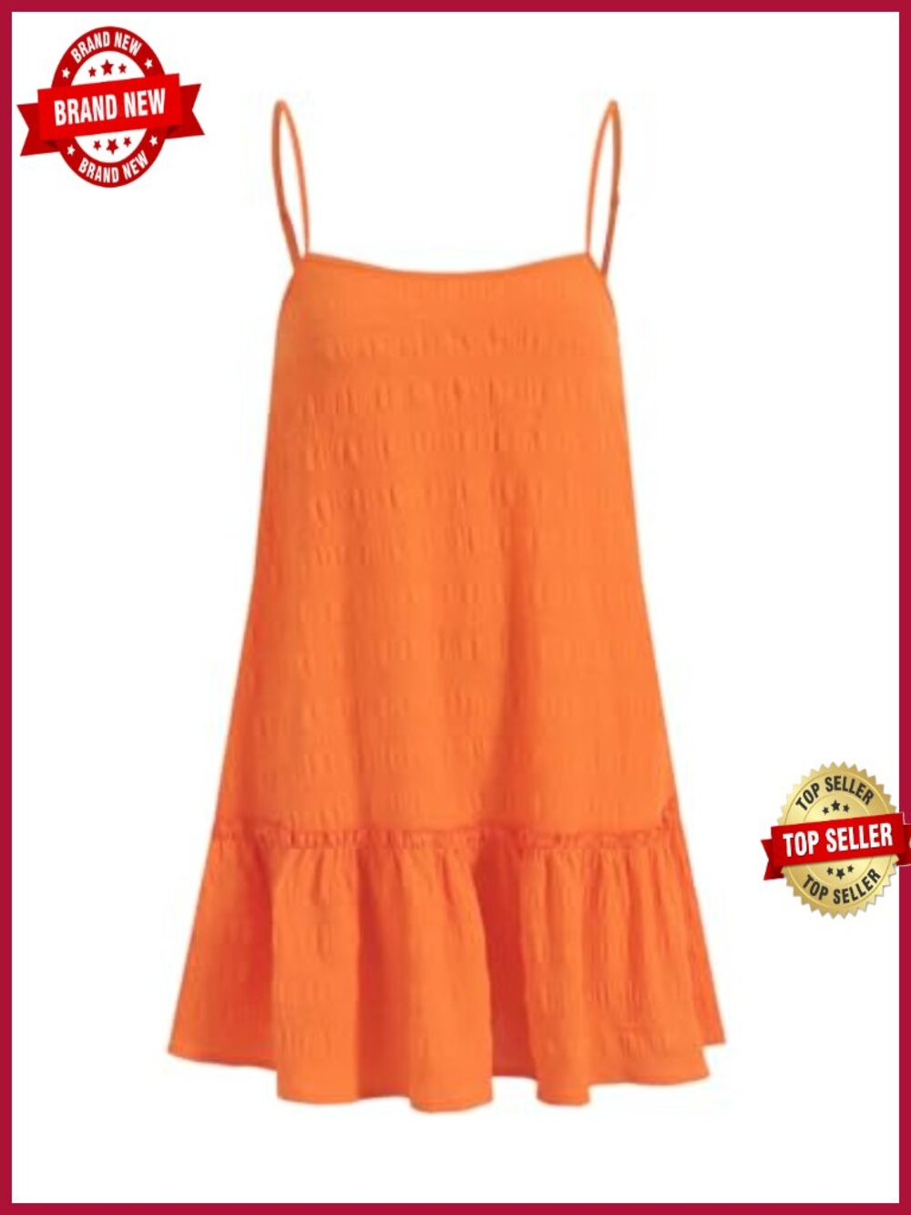Spaghetti Strap Ruffle Sleeveless Flowy Mini Dress Loose Fit Summer